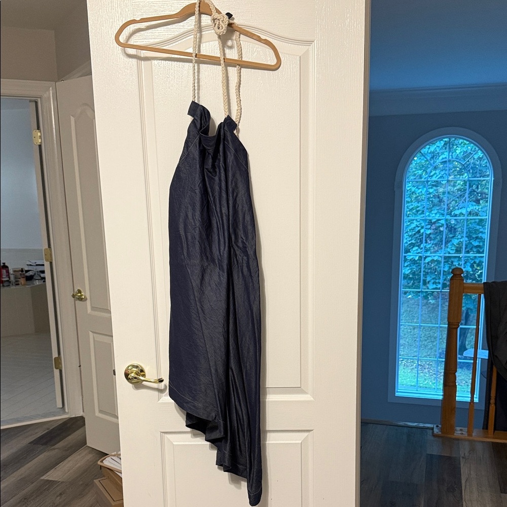 NWT Let Me Be Rope-Neck Asymmetrical Denim Midi Dress - Medium - Picture 7 of 7